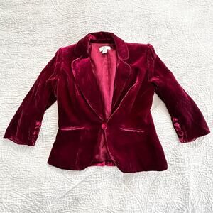 Ann Taylor Loft  Velvet Blazer  Burgundy size 2P Christmas/Holiday
